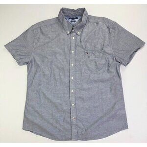 Tommy Hilfiger Custom Fit Size 2XL Mens Gray Short Sleeve Pocket Logo Cotton